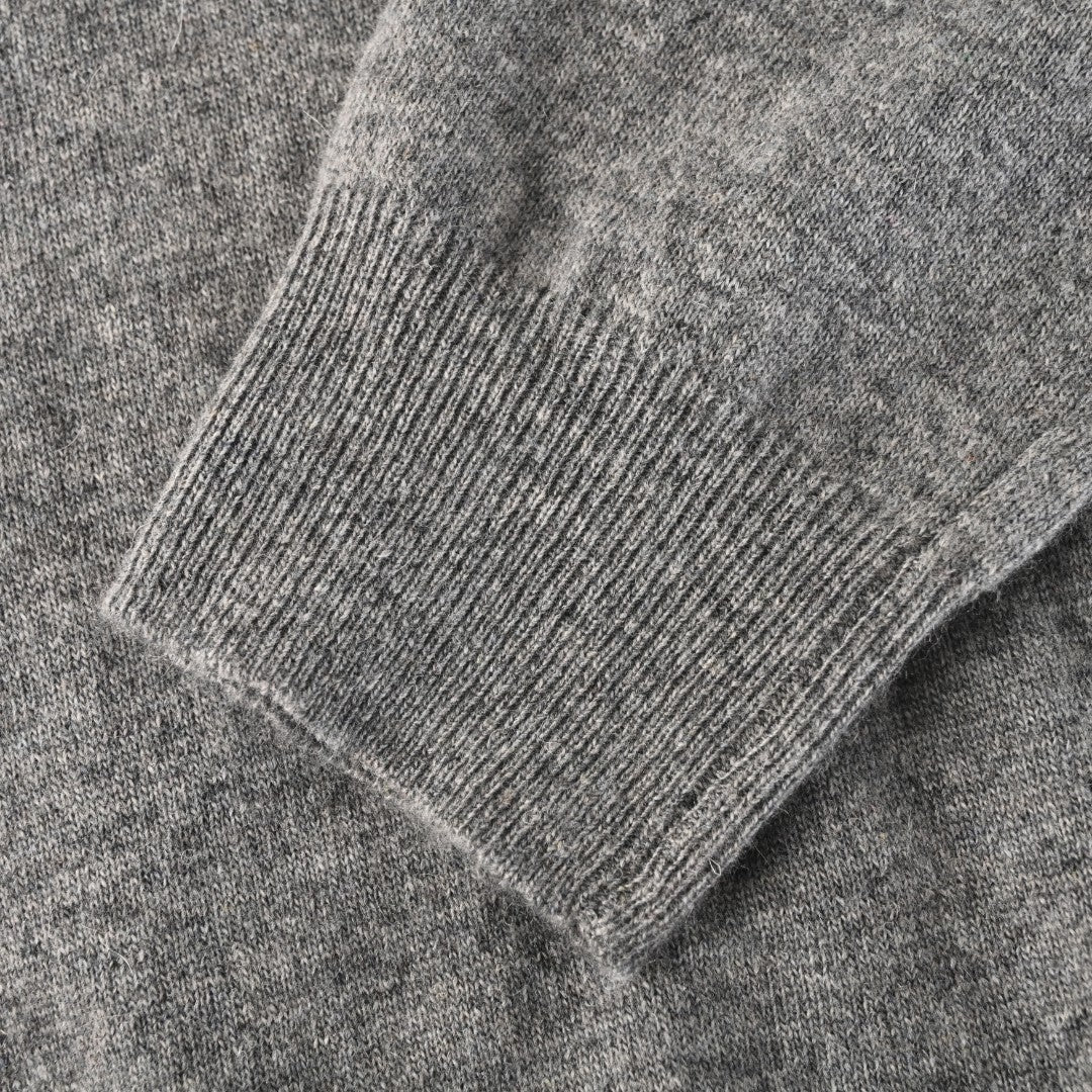 Wool-Cashmere Polo-Collar Sweater Grey Heather