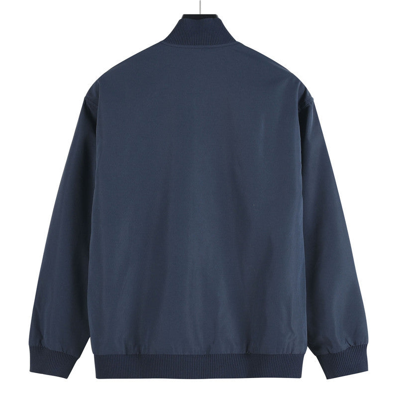 Logo Cotton-Blend Bomber Blue
