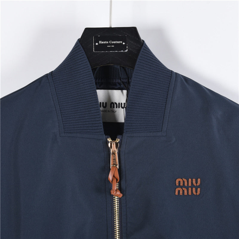 Logo Cotton-Blend Bomber Blue