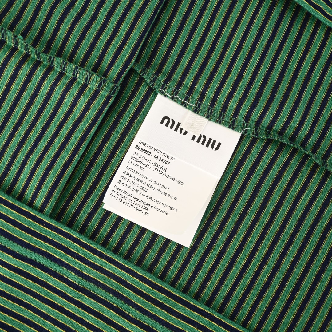Striped Cotton Jersey Green & Navy