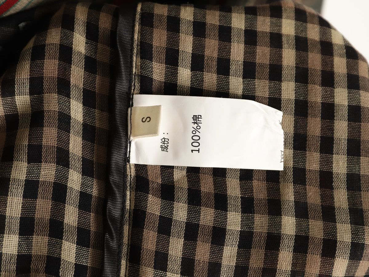 Leather Cross Patch Plaid Flannel Shirt