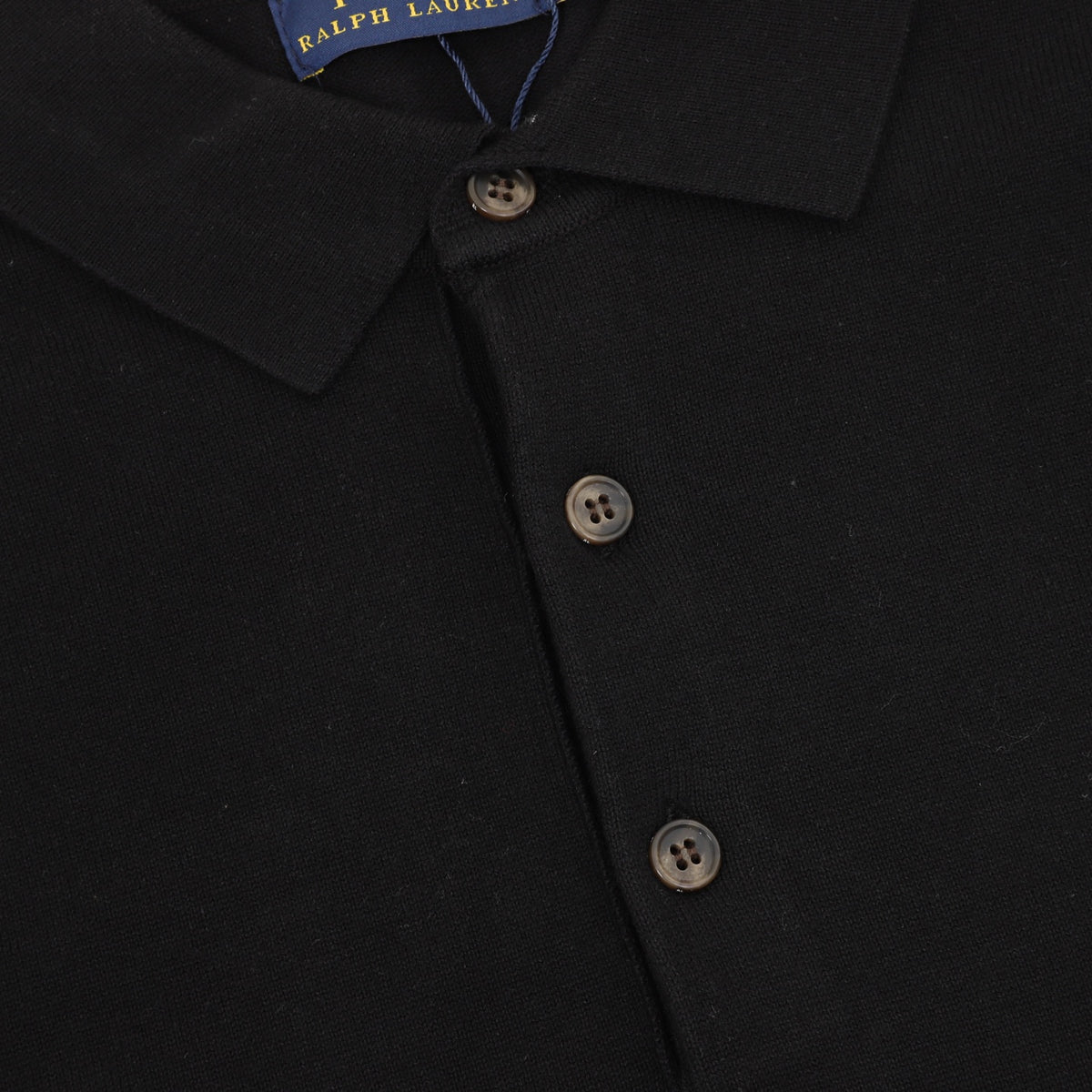 Long-Sleeve Knit Polo Black