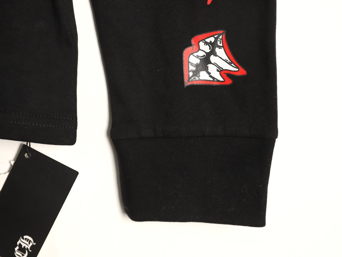 Toothy Lips Cross Long Sleeve T-Shirt Black & Red