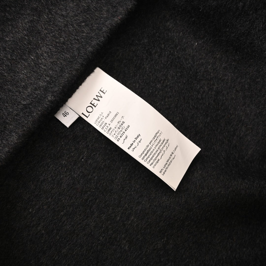 Double-Face Leather-Pocket Charcoal Melange