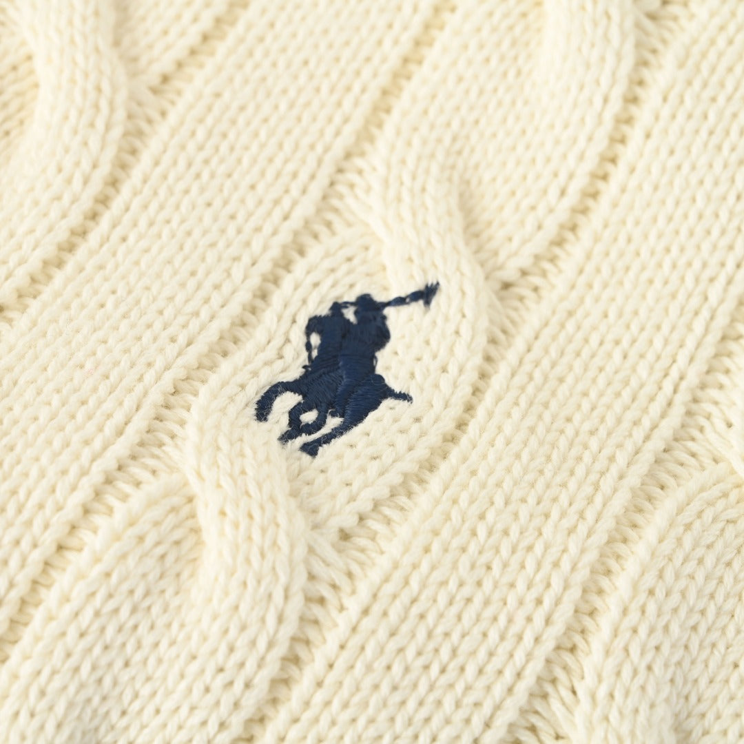 Cable-Knit Cotton Full-Zip Cardigan Andover Cream