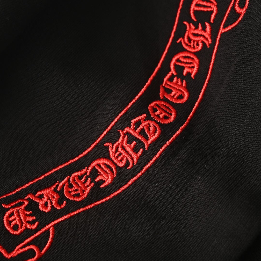 Multicolor Cross Patch Zip-Up Hoodie Black