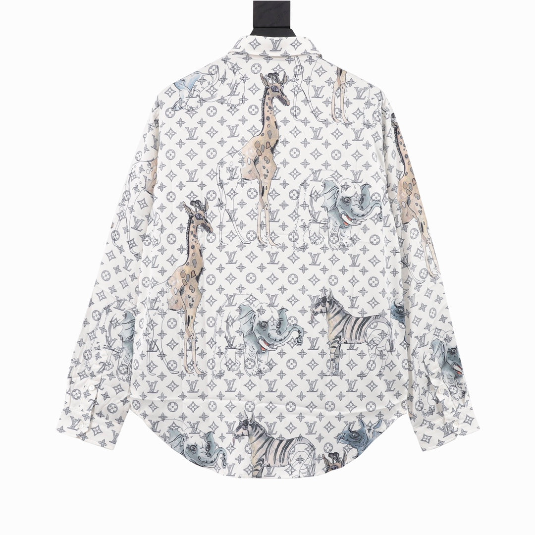x Chapman Brothers Monogram Animal Print Silk Shirt