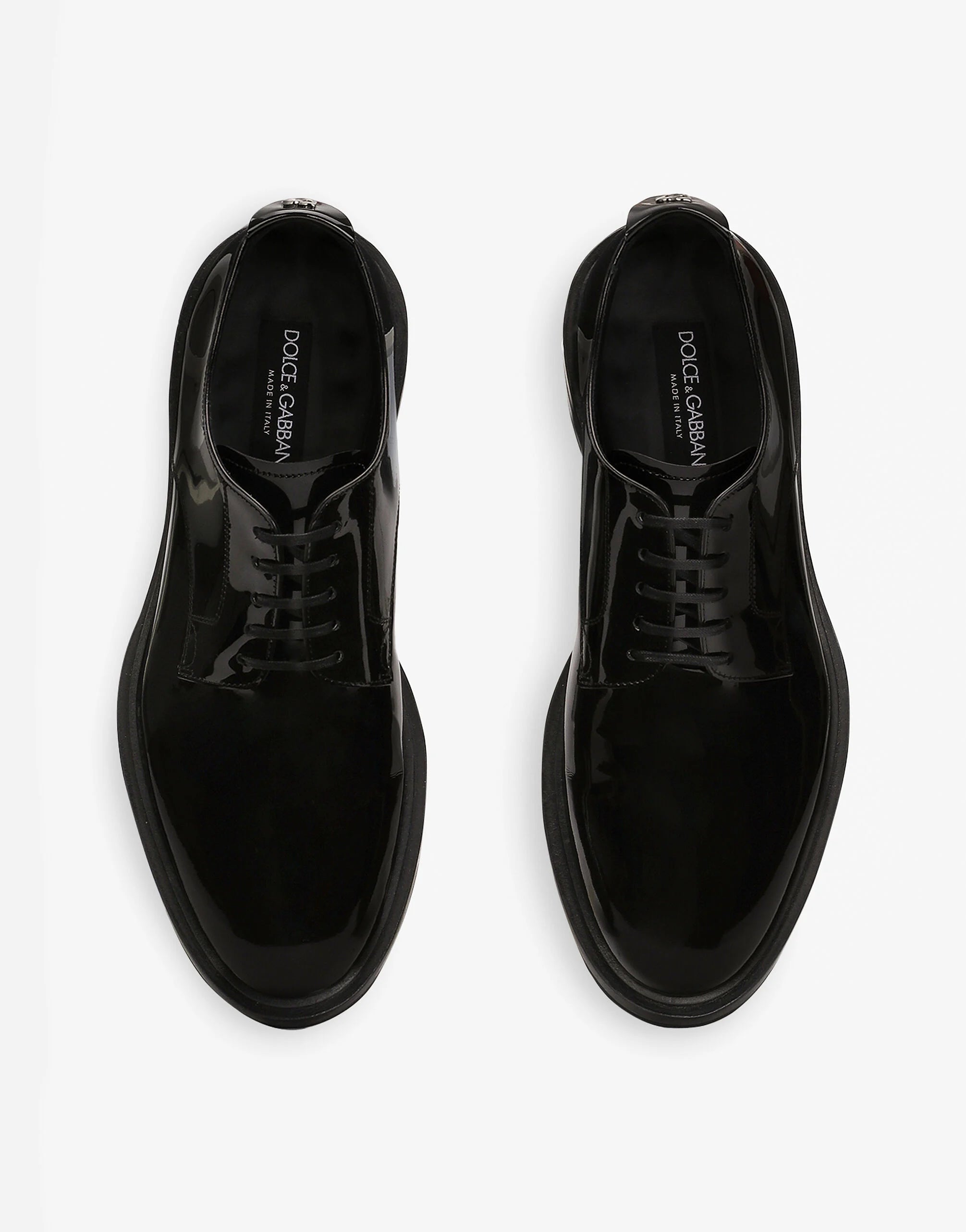 Patent Leather Derby Shoes in Black