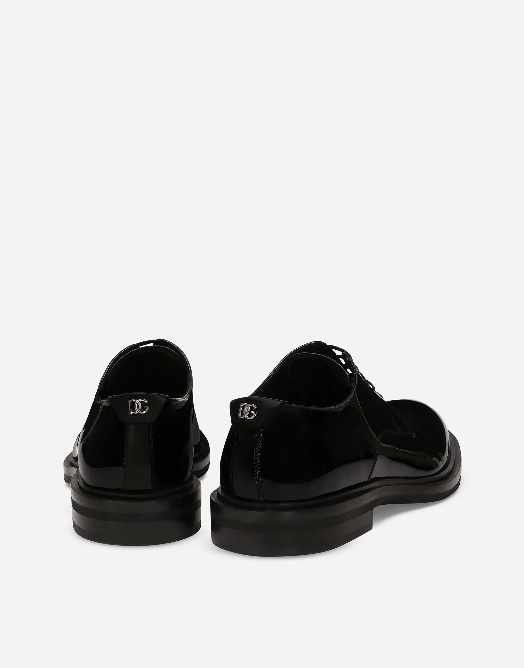 Patent Leather Derby Shoes in Black