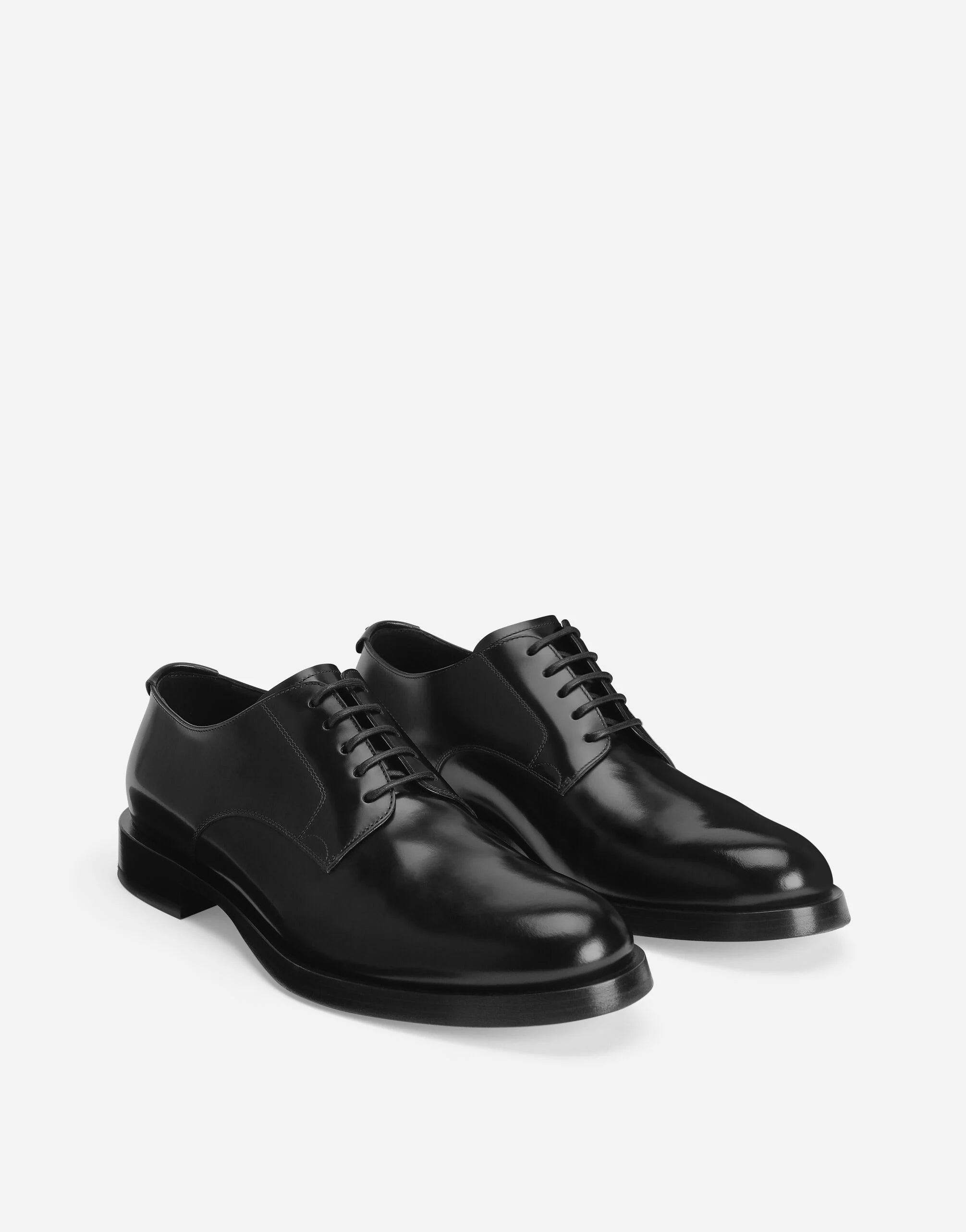 Brushed Calfskin Derby Shoes in Black