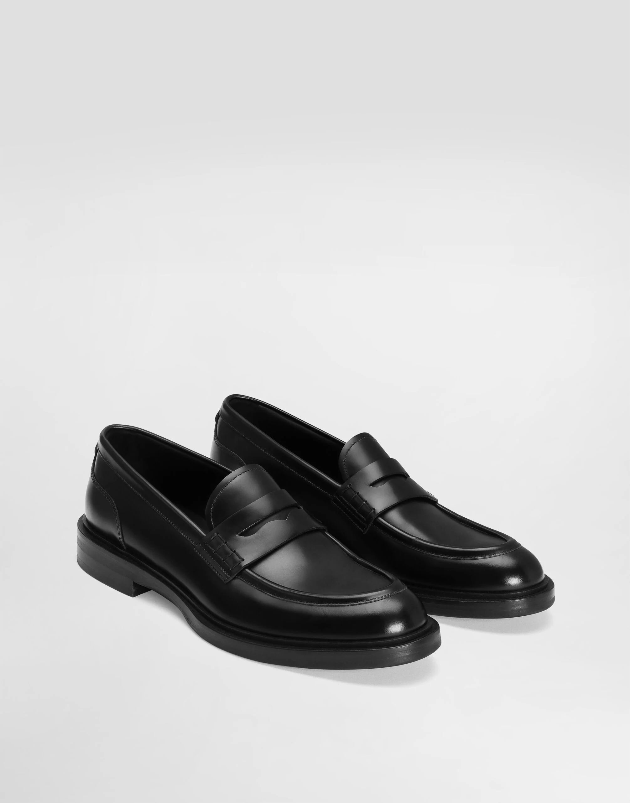 Brushed Calfskin Loafers in Black