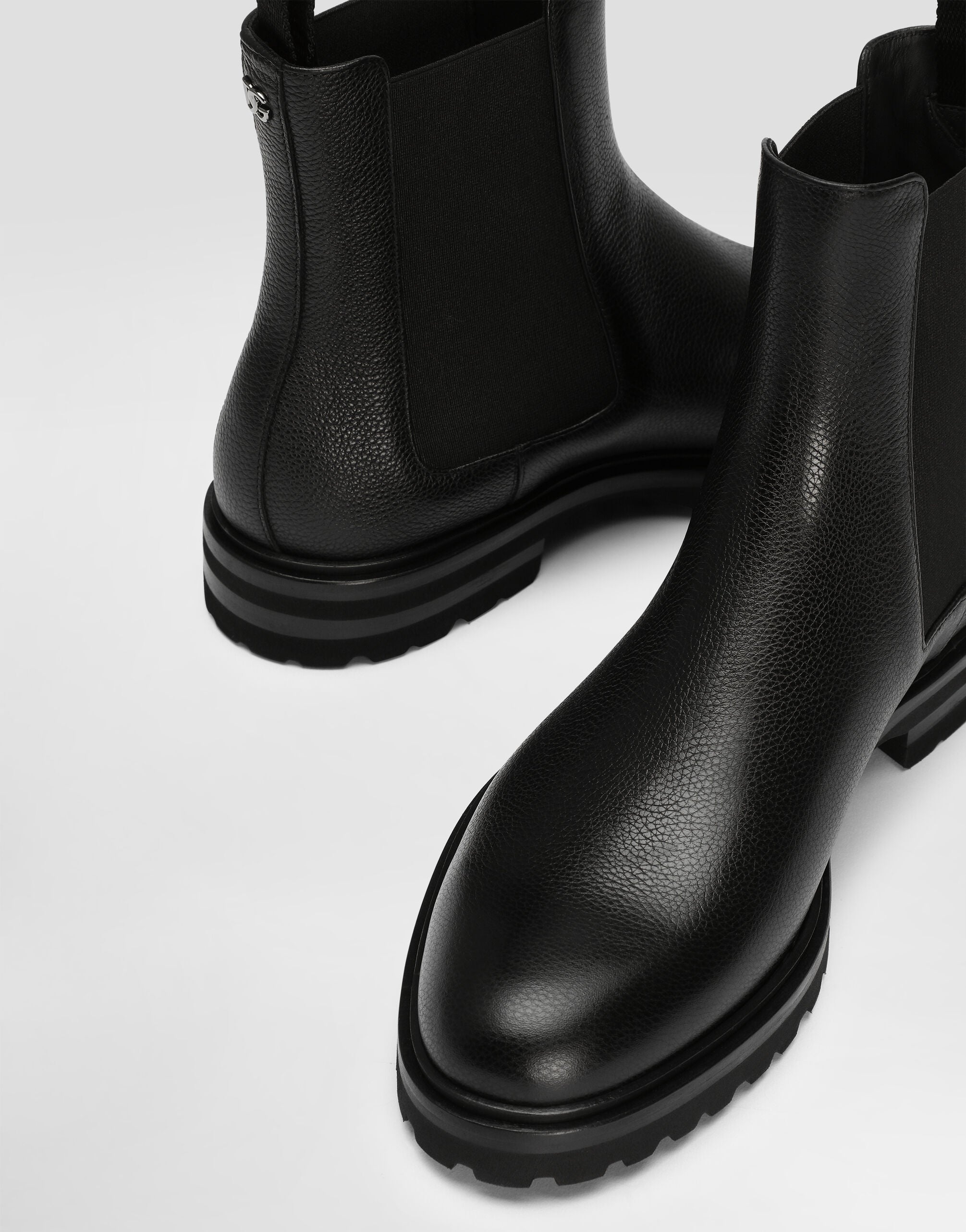 Grainy Calfskin Ankle Boots in Black