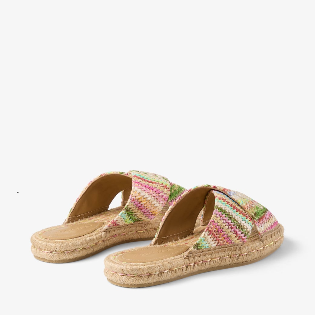 Aciel Flat in Ecru Striped Raffia