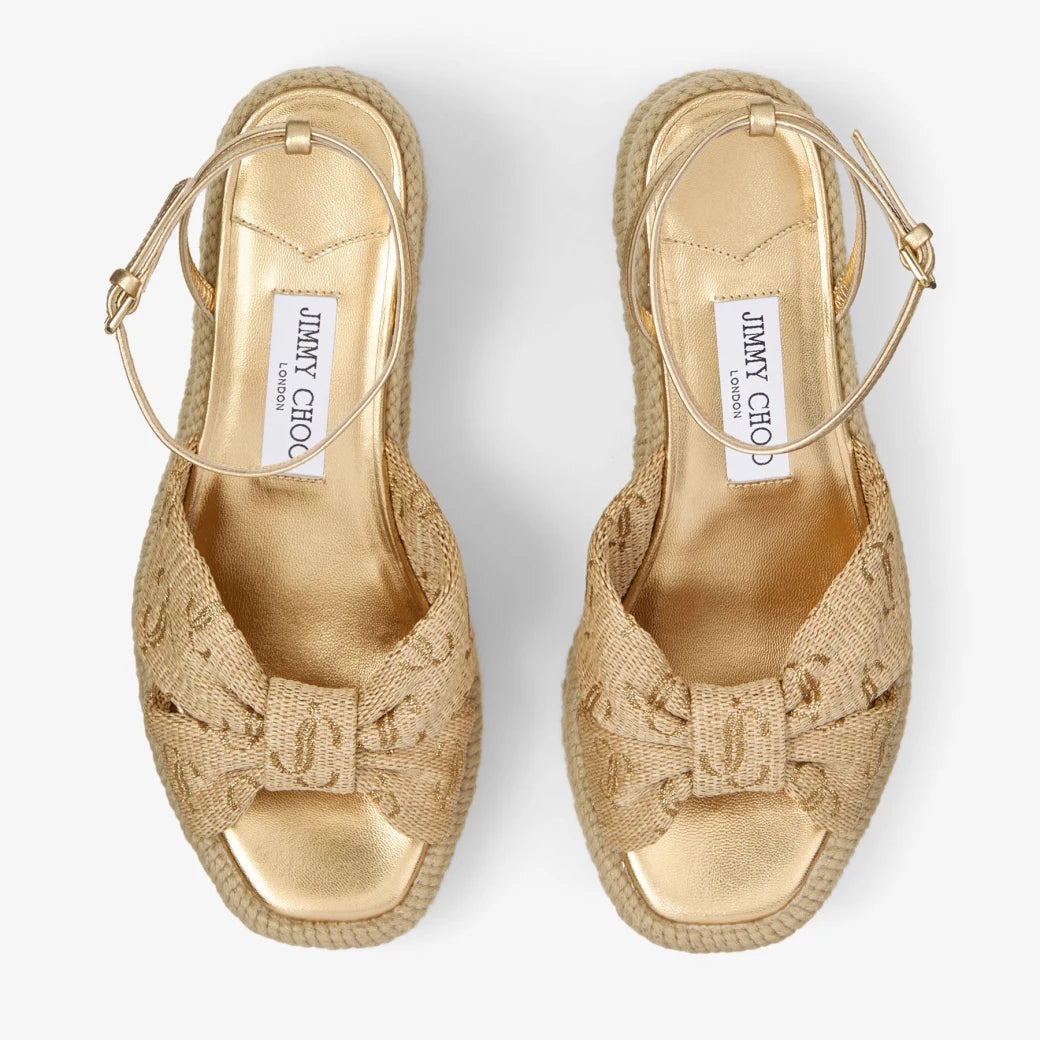 Aella Wedge 60 Gold Raffia