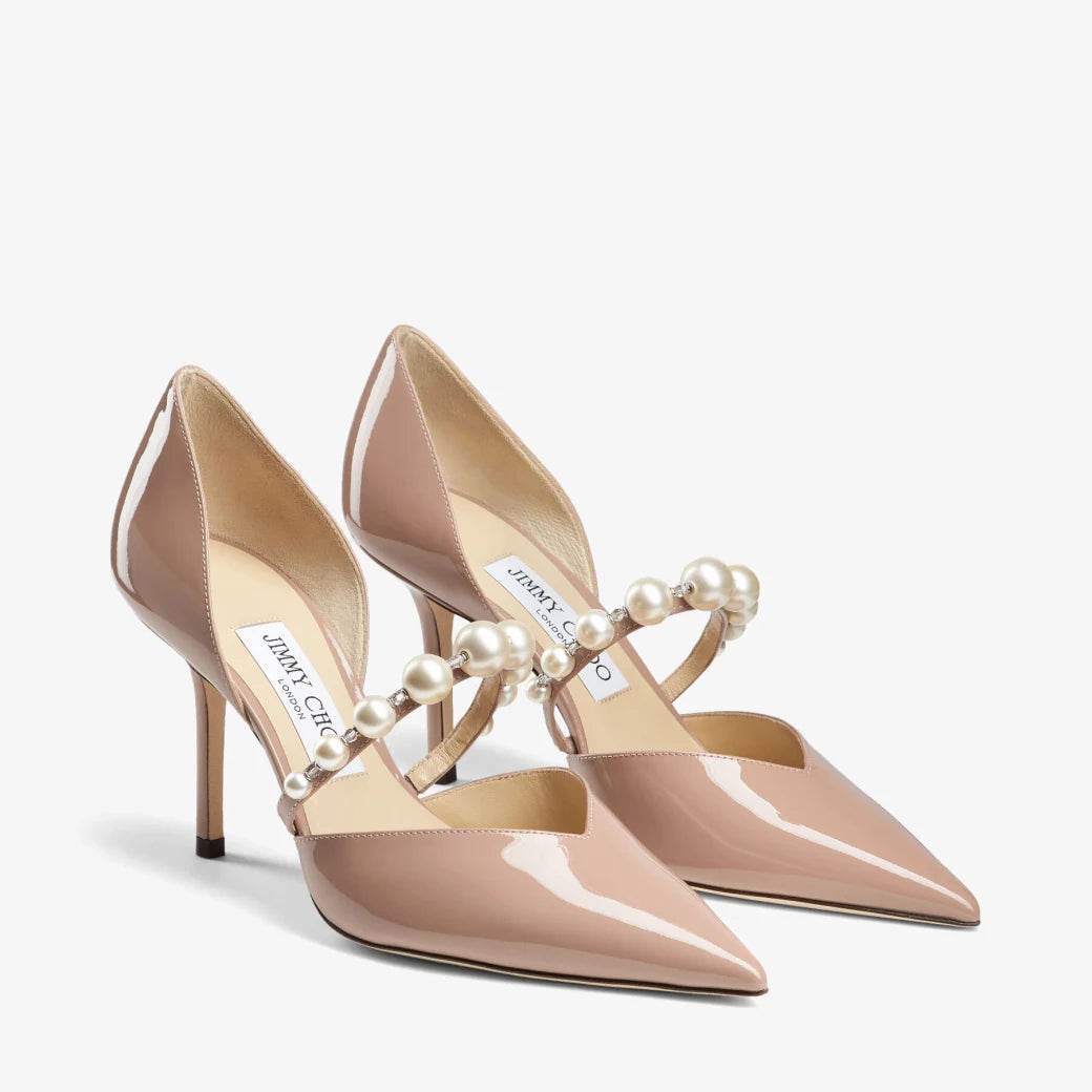 Aurelie 85 Ballet Pink Patent Leather with Pearl Embellishment