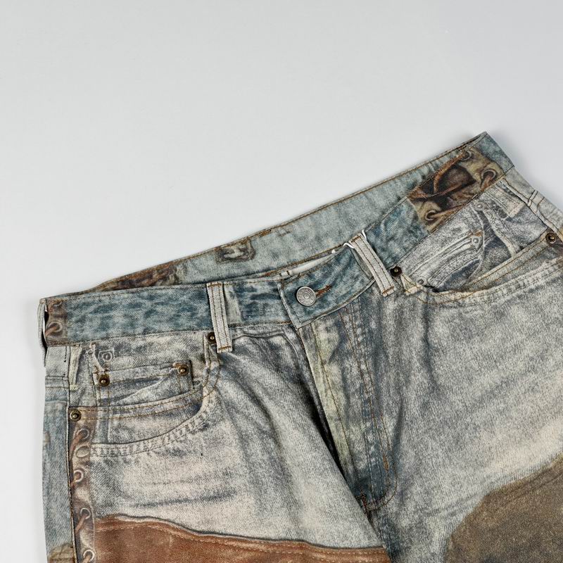 Patchwork Print Loose Fit Trousers