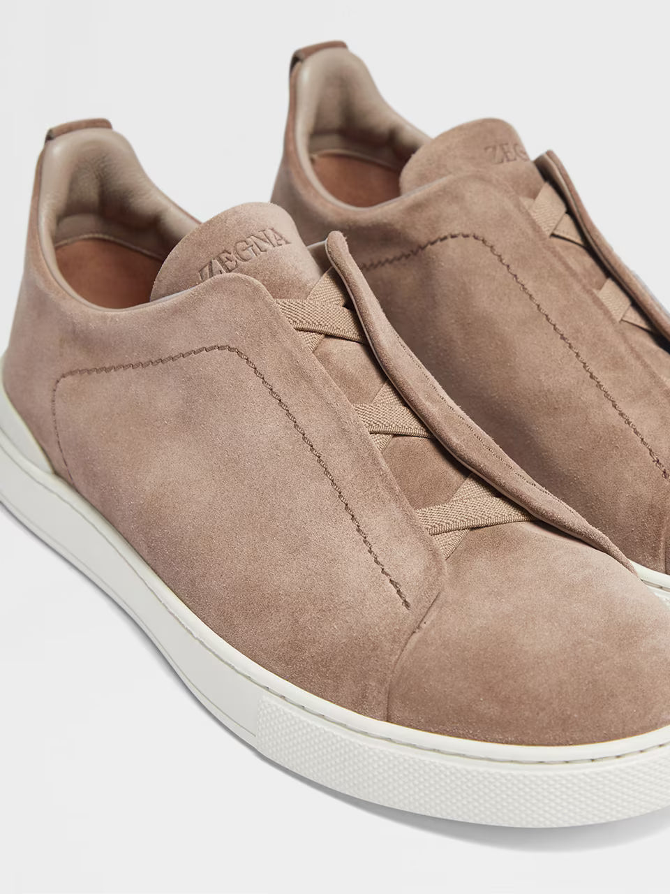 Zegna Beige Suede Triple Stitch™ Sneakers