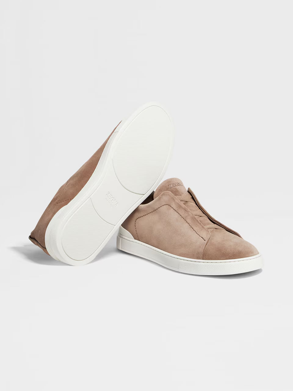 Zegna Beige Suede Triple Stitch™ Sneakers