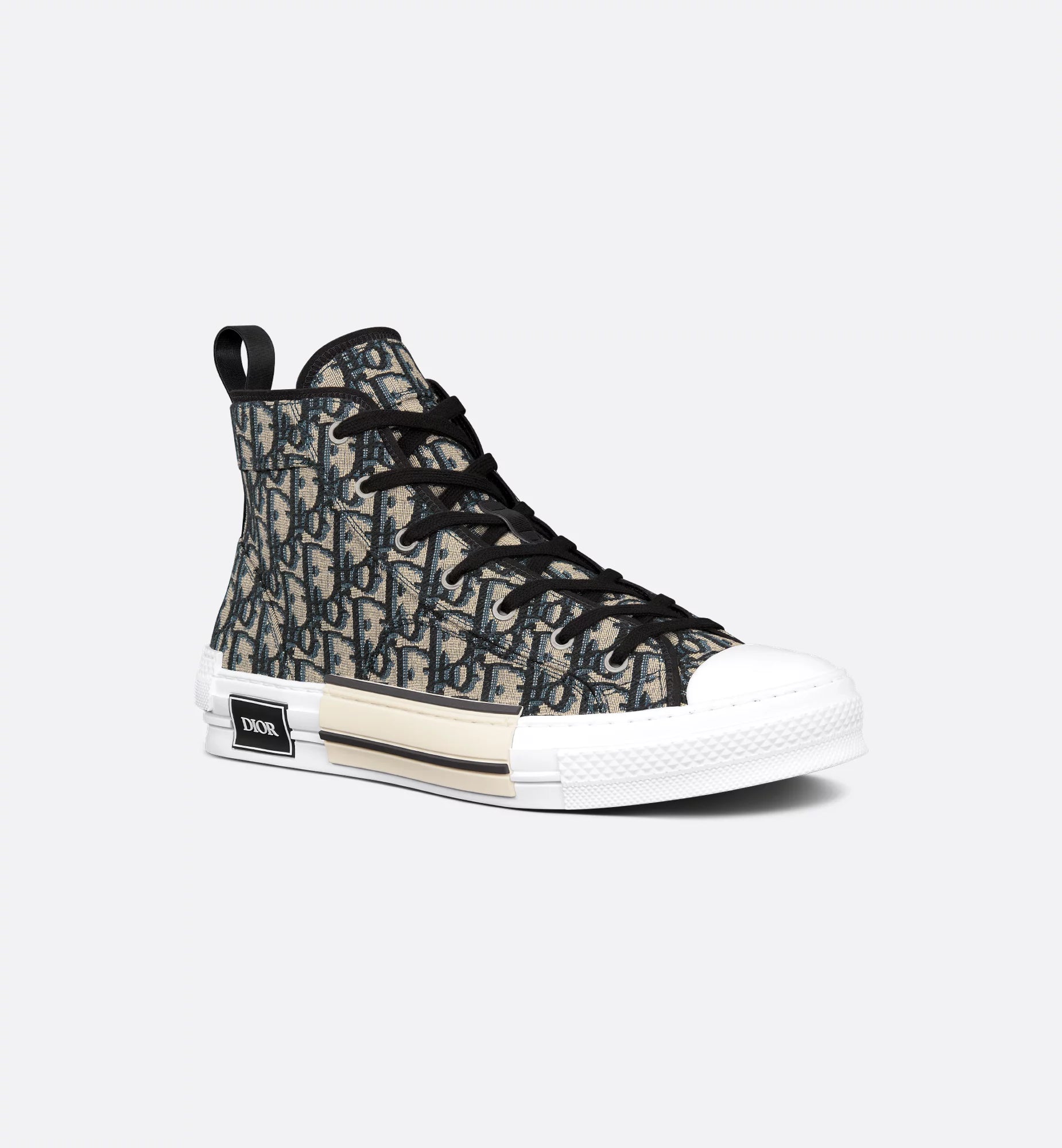 Dior B23 Beige and Black Dior Oblique Jacquard Sneakers