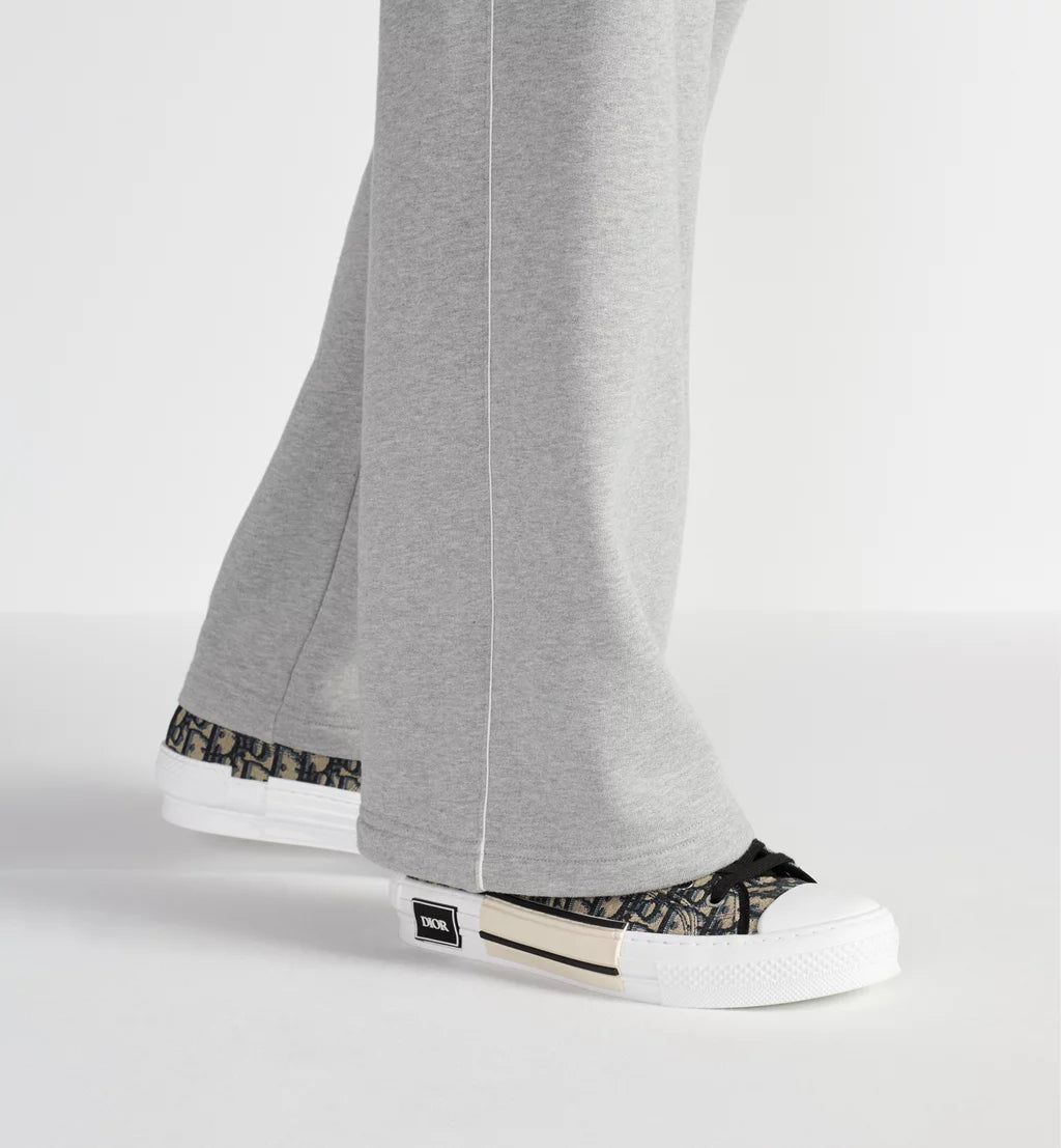 Dior B23 Low Top Beige and Black Oblique Jacquard Sneakers