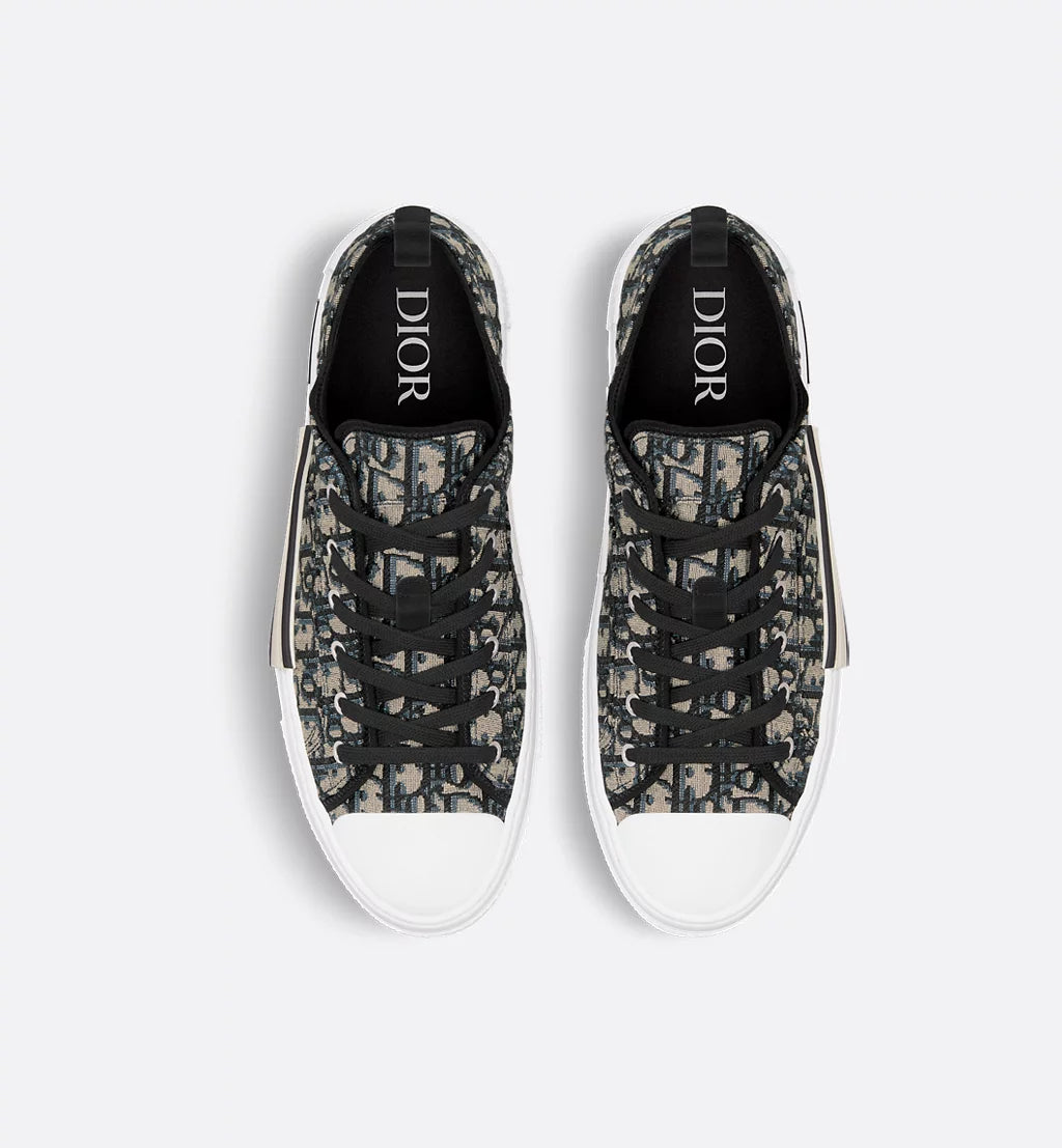 Dior B23 Low Top Beige and Black Oblique Jacquard Sneakers