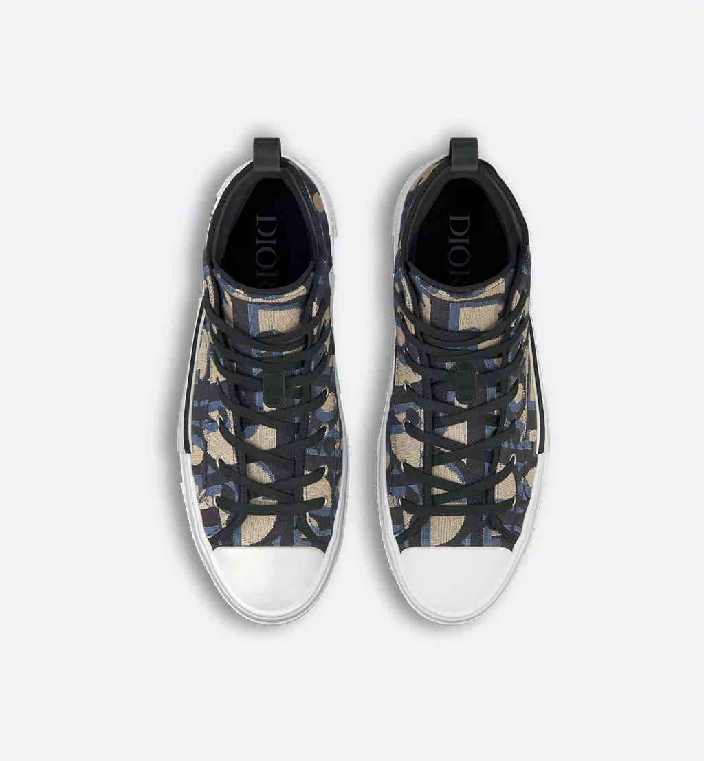 Dior B23 Beige and Black Maxi Oblique Jacquard Sneakers