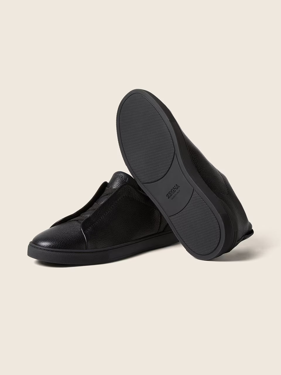 Zegna Black Deerskin Triple Stitch™ Sneakers