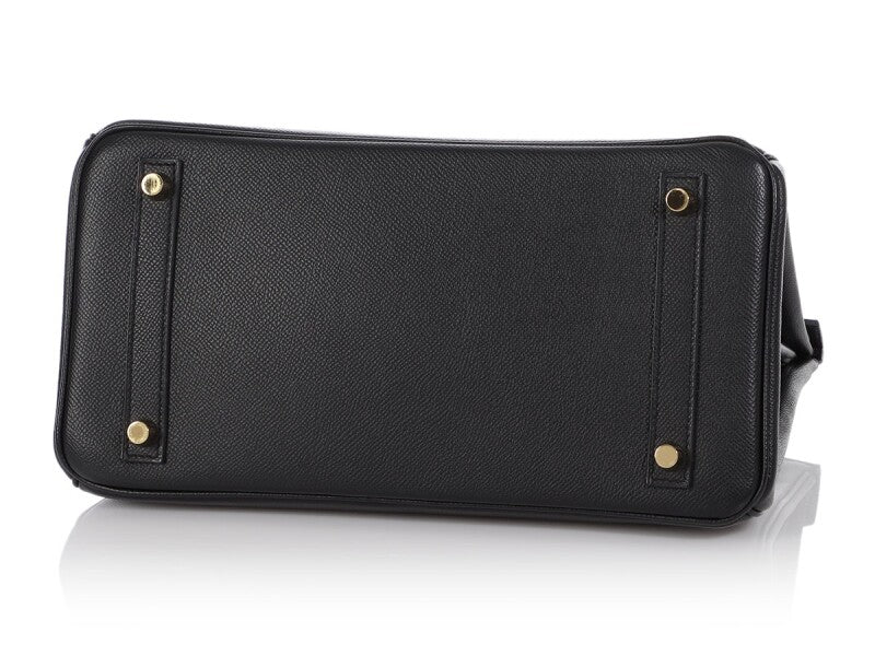 Black Epsom Leather Gold Hardware
