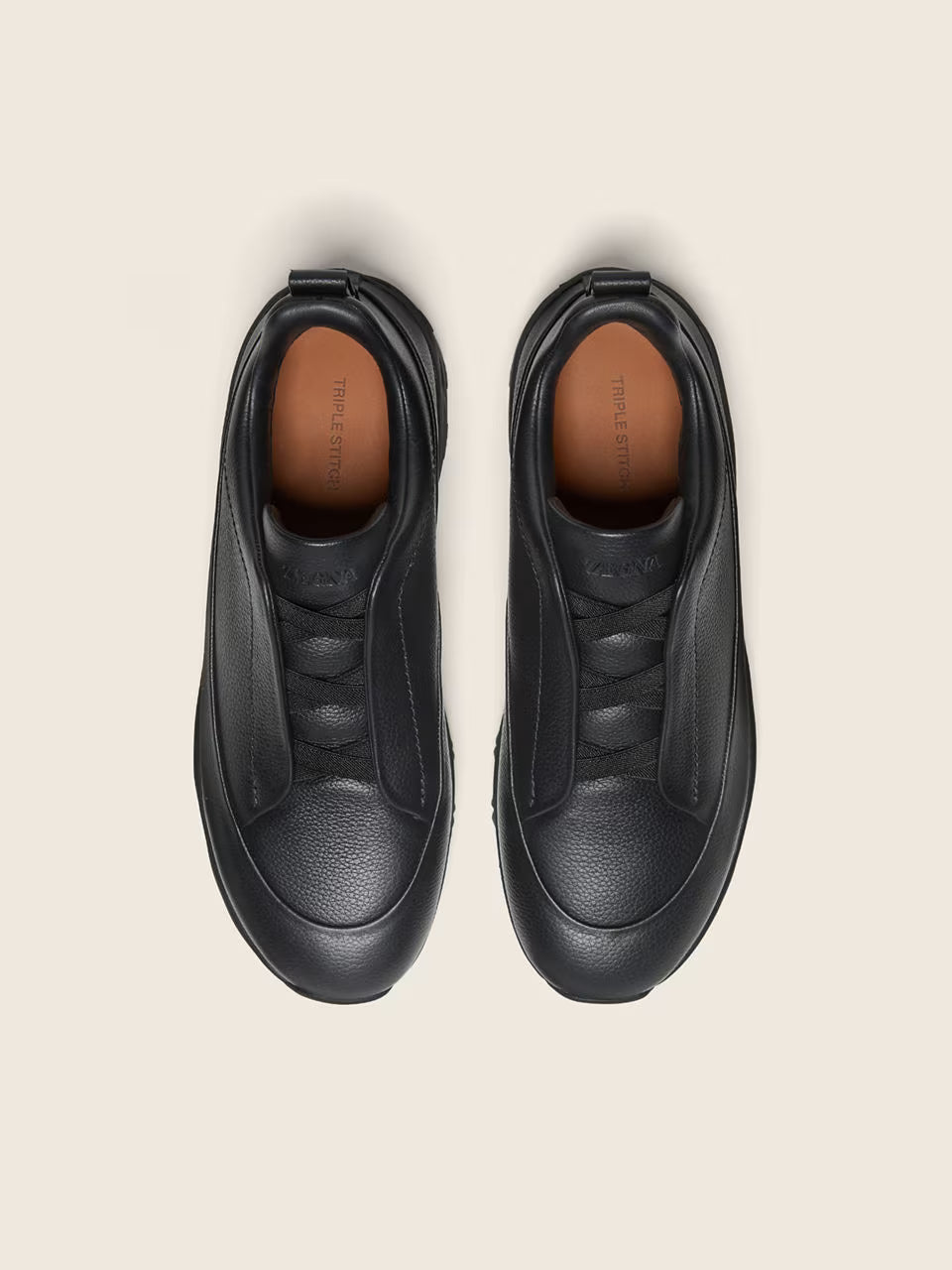 Zegna Black Leather Triple Stitch™ Monte Sneakers