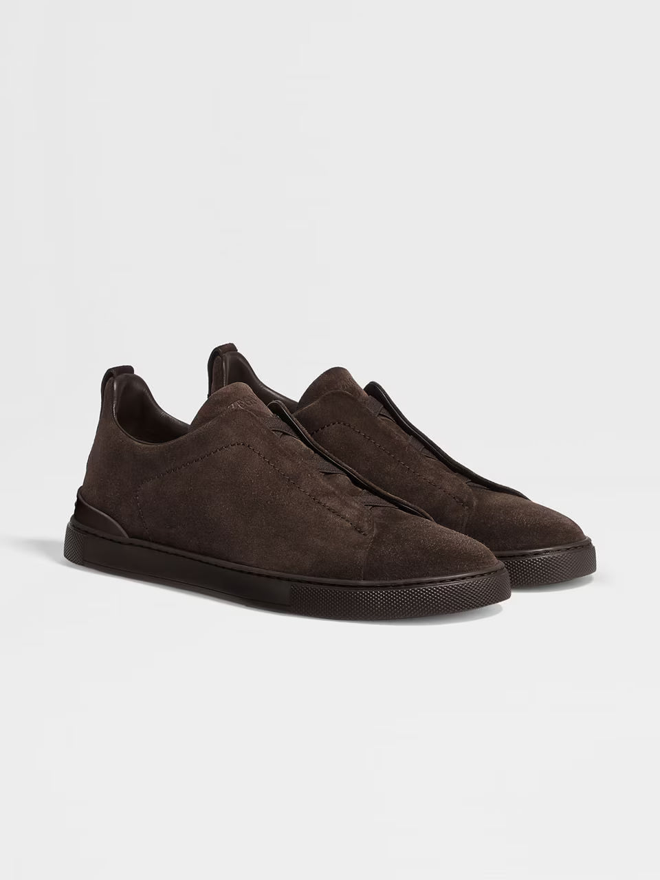 Zegna Brown Suede Triple Stitch™ Sneakers