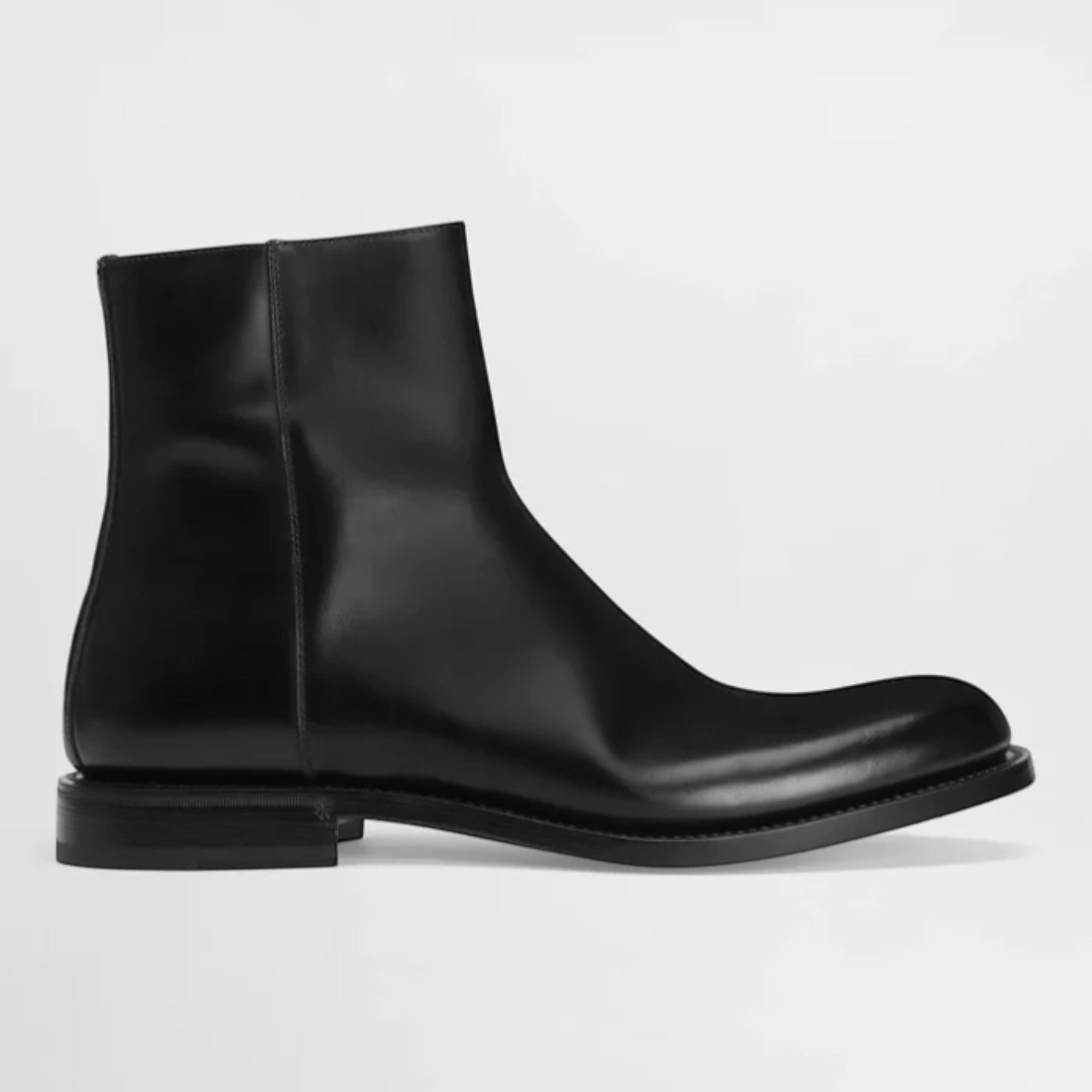 Brushed Leather Ankle Boots in Black