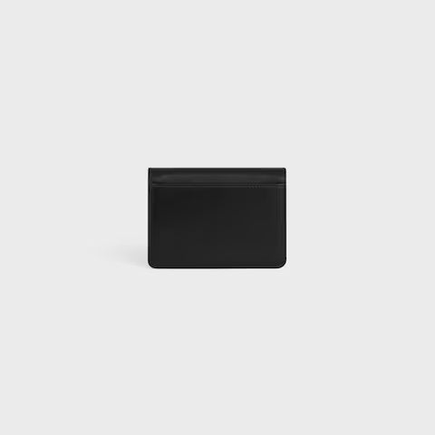 Triomphe Card Holder with Flap Shiny Calfskin