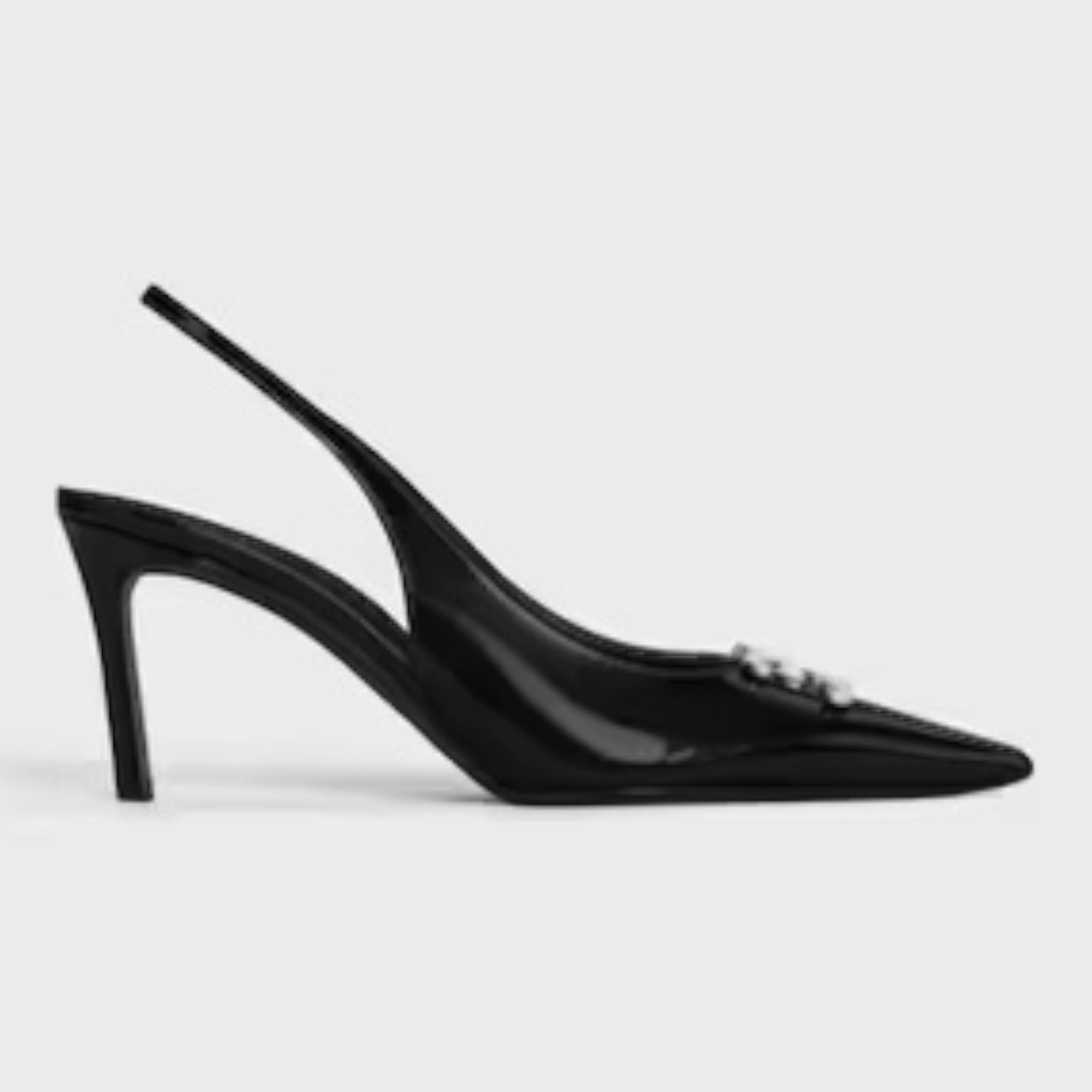 Alma Triomphe Slingback Glossy Calfskin 75 mm Black
