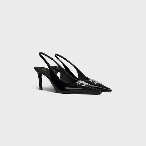 Alma Triomphe Slingback Glossy Calfskin 75 mm Black
