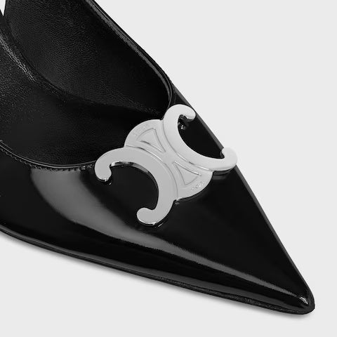 Alma Triomphe Slingback Glossy Calfskin 75 mm Black