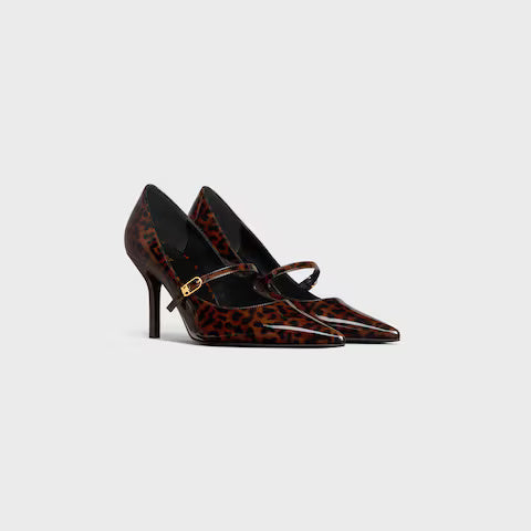 Judy Strappy Pump Printed Leopard Patent Calfskin