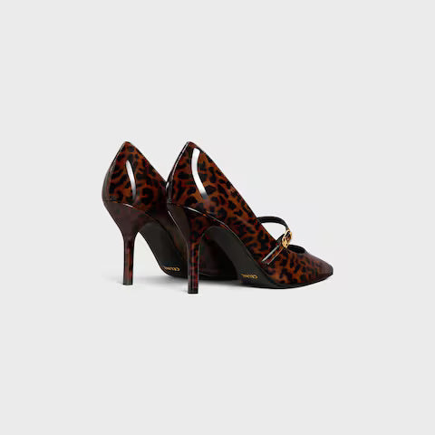 Judy Strappy Pump Printed Leopard Patent Calfskin