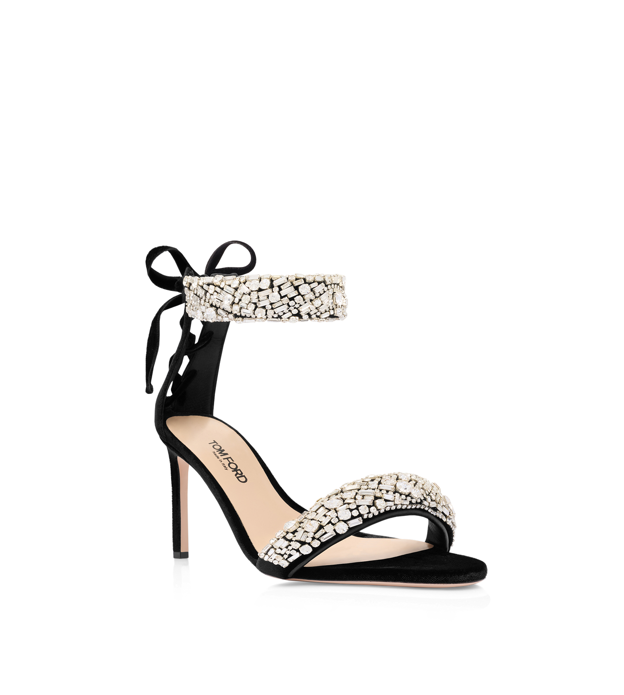 Edie Sandal Crystal-Embellished Velvet