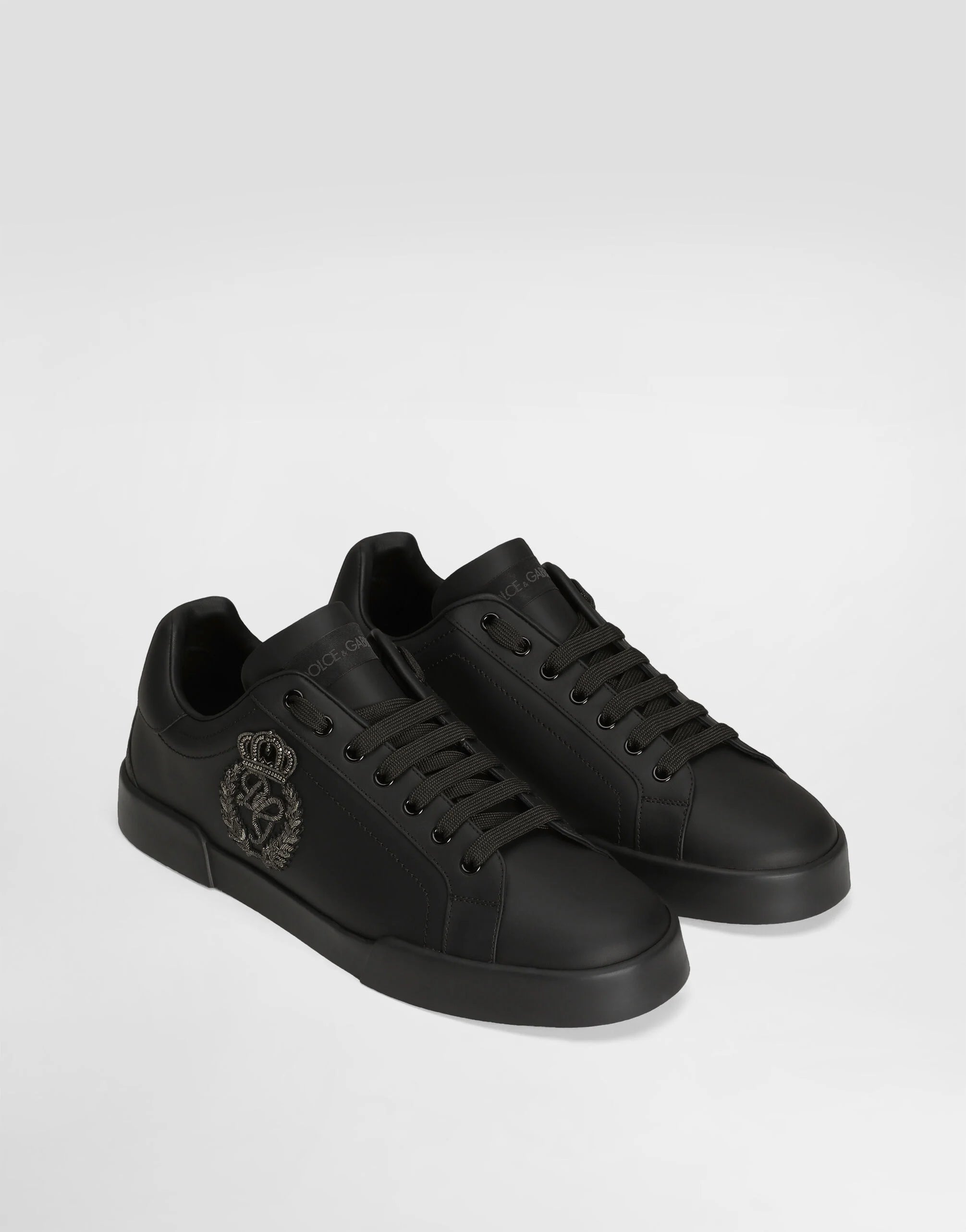 Portofino Light Strobel Calfskin Sneakers in Black