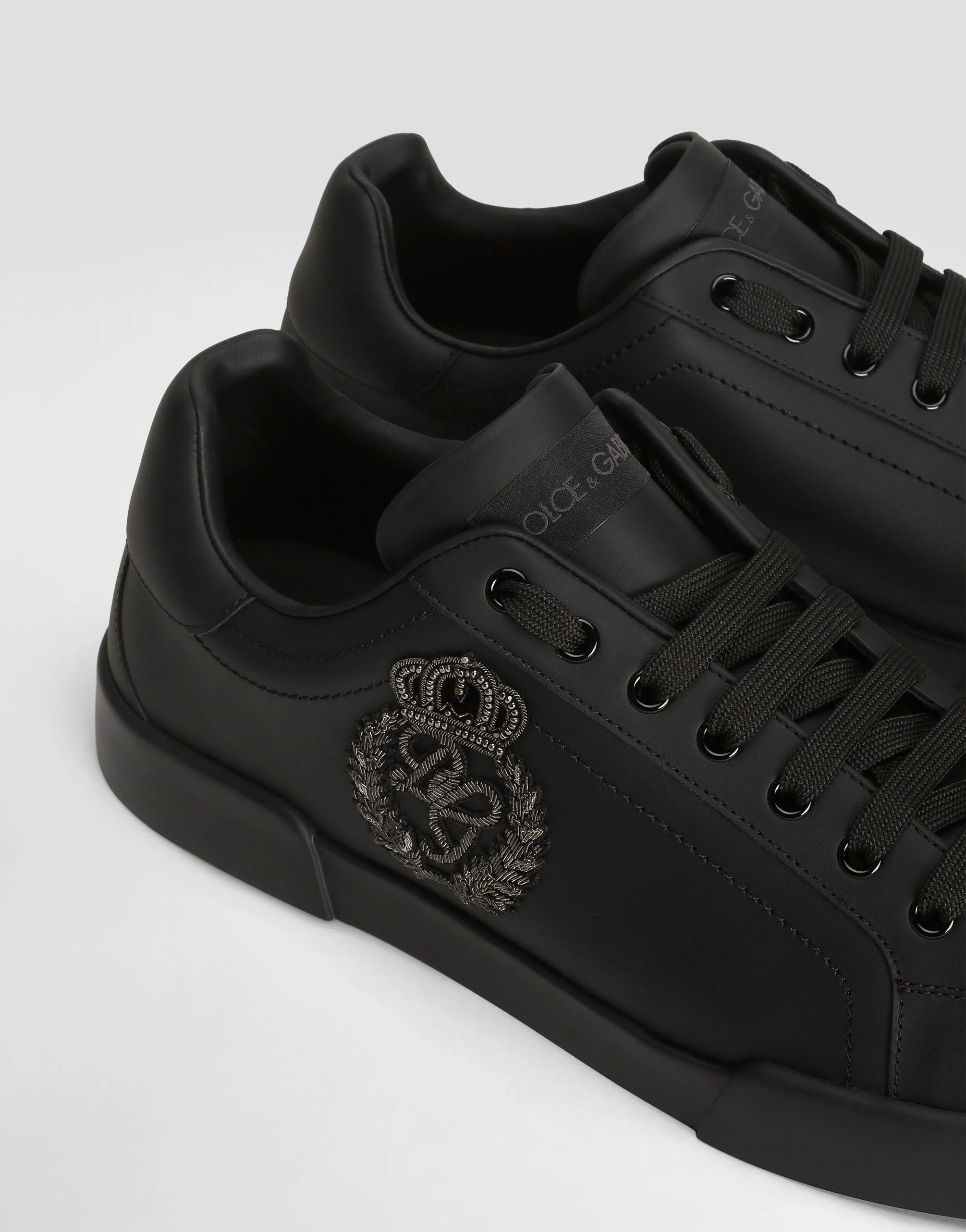 Portofino Light Strobel Calfskin Sneakers in Black