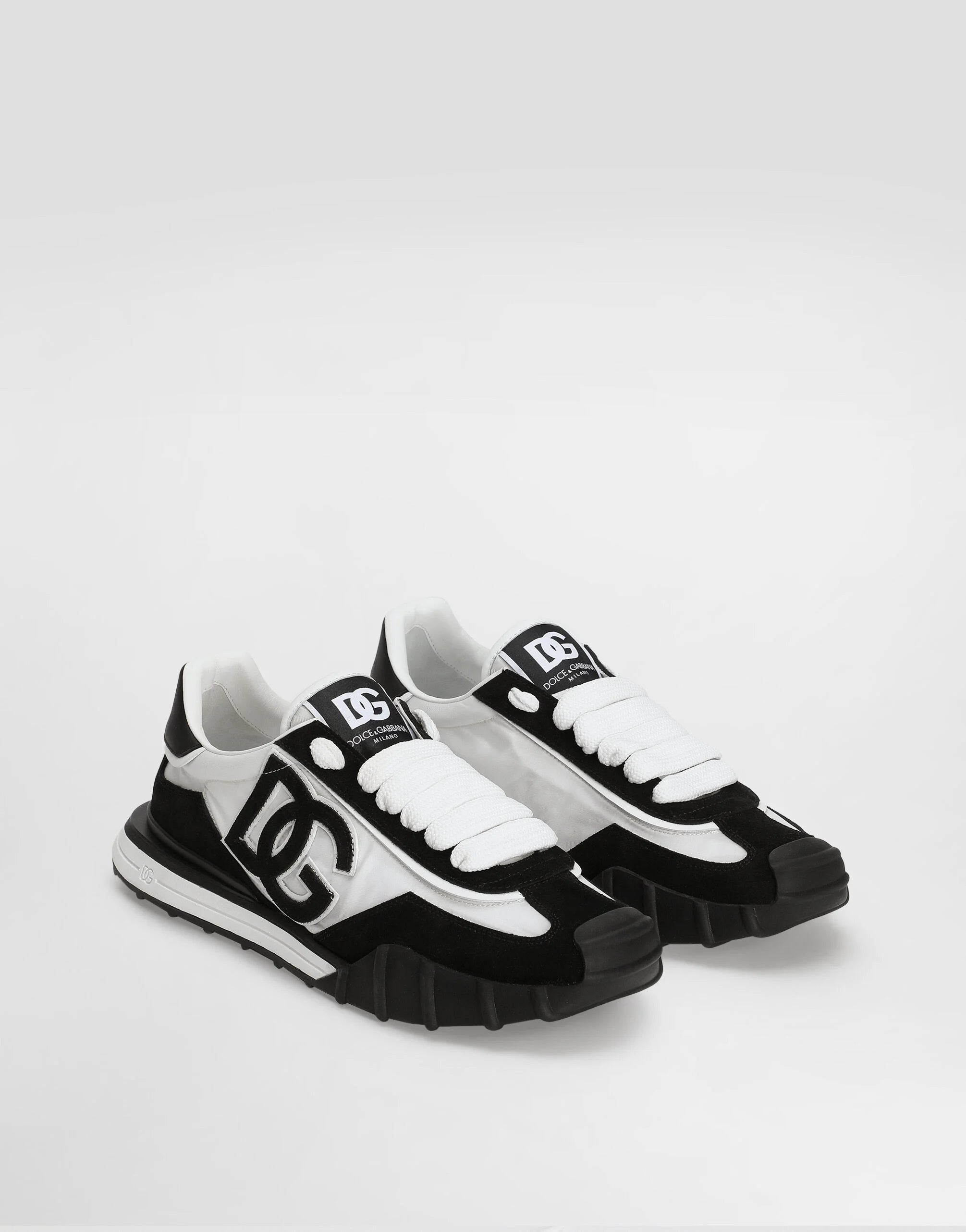 DG Athletic Sneakers in Fabric and Calfskin Black/White
