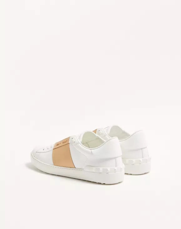 Valentino Calfskin-Open-Sneaker White Beige