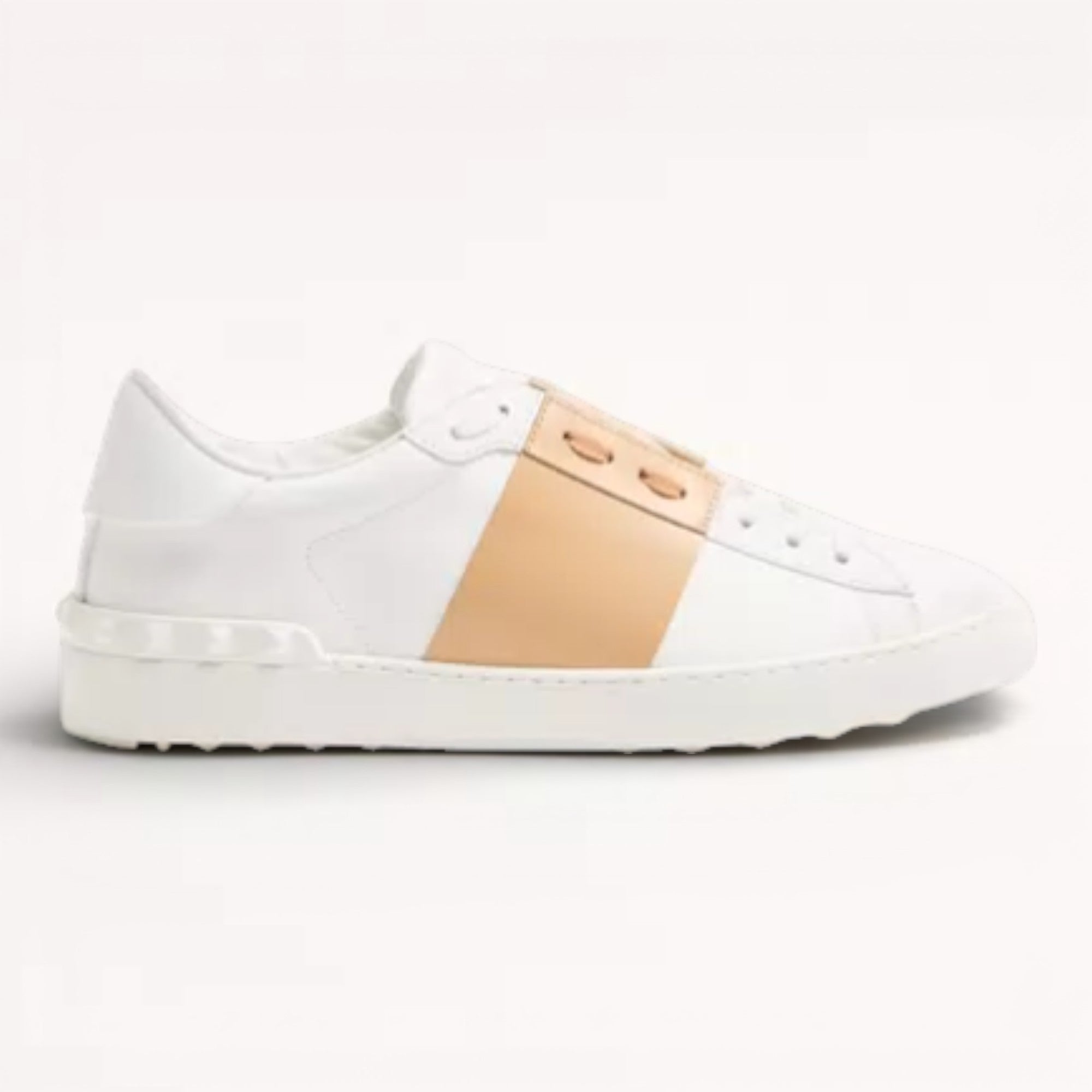 Valentino Calfskin-Open-Sneaker White Beige