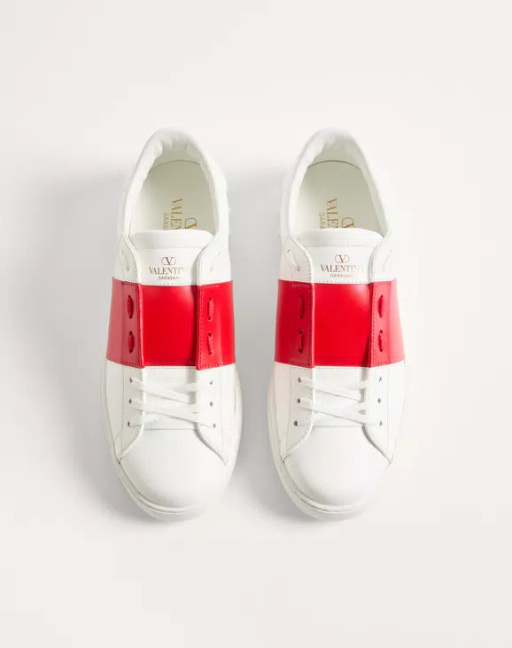 Valentino Calfskin-Open-Sneaker White/Red