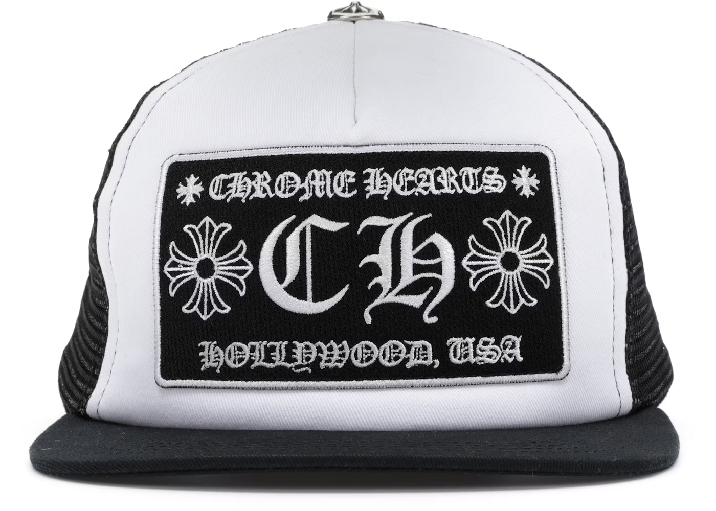 Chrome Hearts CH Hollywood Trucker Hat Black / White