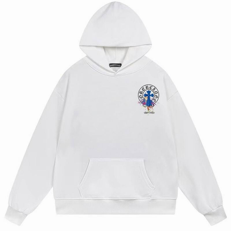Blue Circular Cross Logo Pullover Hoodie White