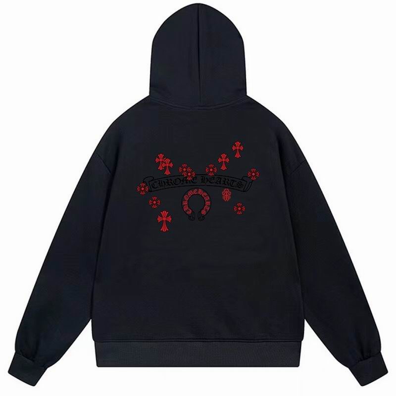 Horseshoe Floral Hoodie Navy Blue & Red