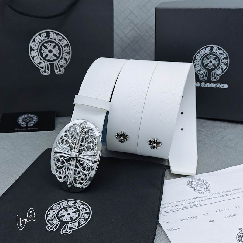 Engraved Cross Leather Belt