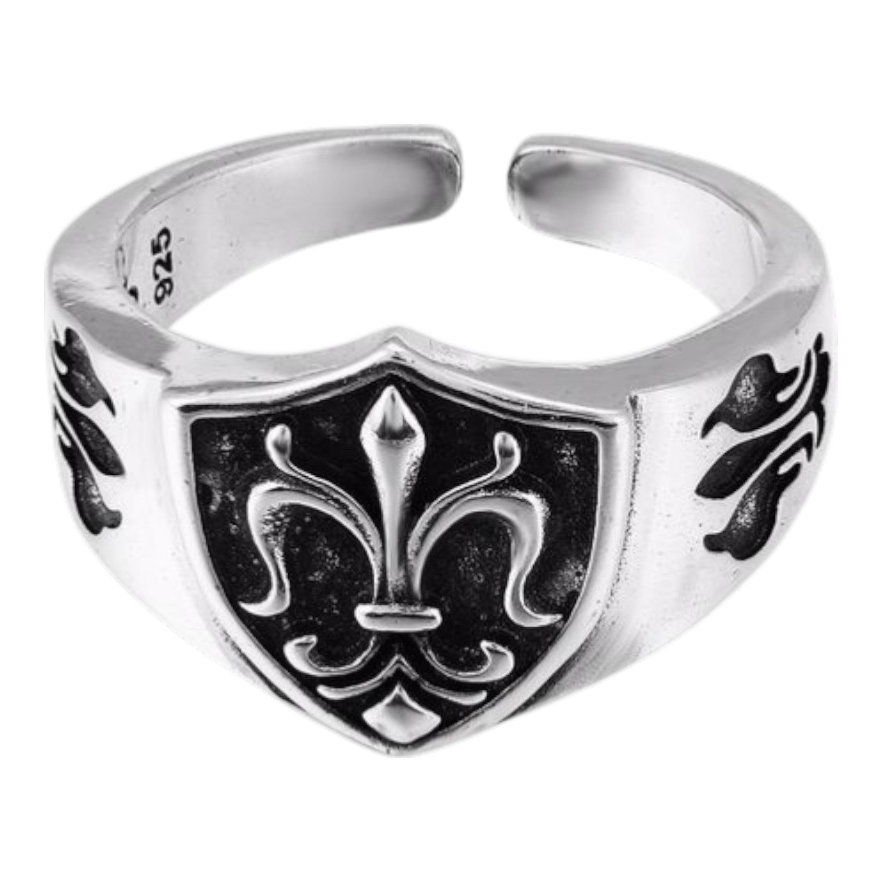 Gothic Fleur De Lis Shield Ring