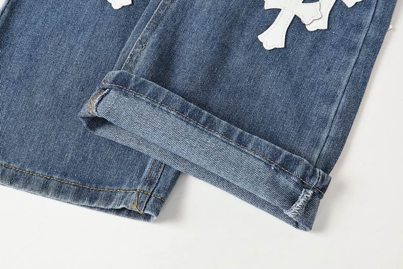 White Cross Patch Blue Denim Jeans
